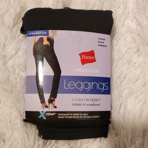 Hanes Black Straight Leg X-Temp Premium Comfortsoft Leggings Size XL